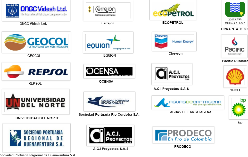 Imagen con los logos de las empresas a las que se prestan servicios de consultorías ambientales 
